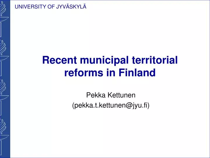 recent municipal territorial reforms in finland