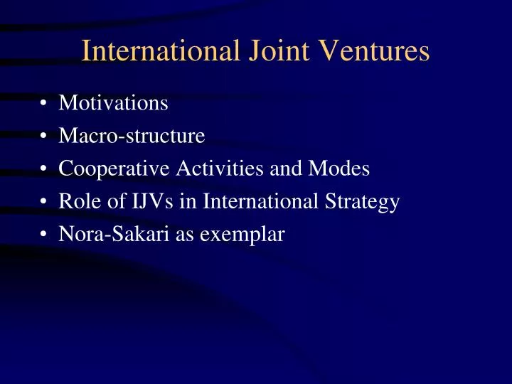 international joint ventures