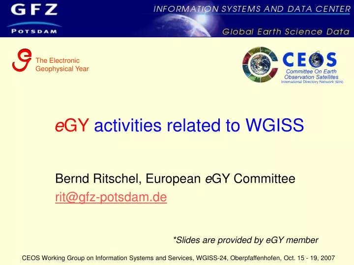 e gy activities related to wgiss