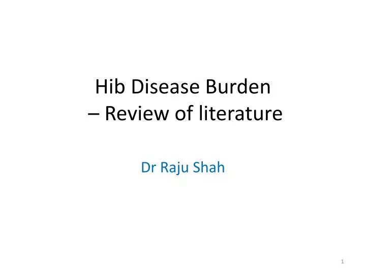 hib disease burden review of literature