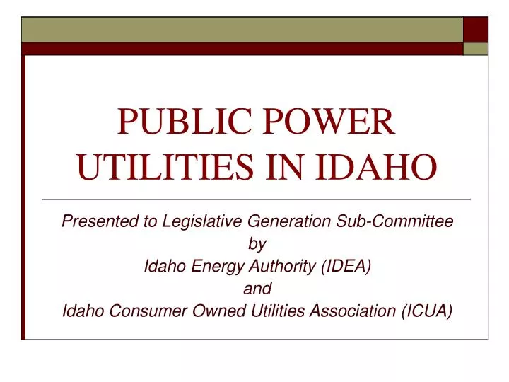 public power utilities in idaho