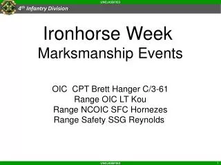 Ironhorse Week Marksmanship Events OIC CPT Brett Hanger C/3-61 Range OIC LT Kou