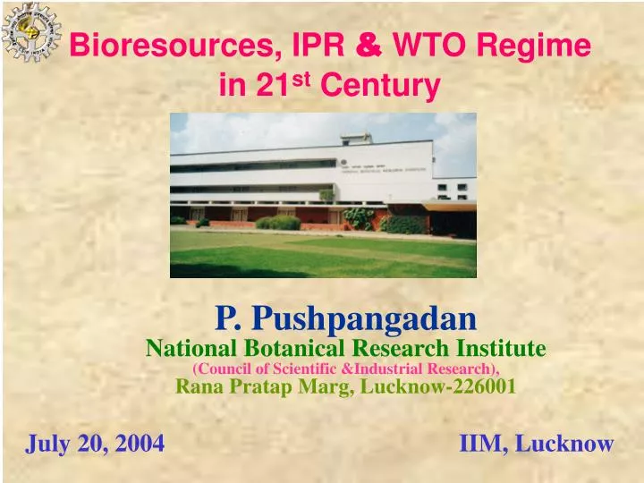 bioresources ipr wto regime in 21 st century