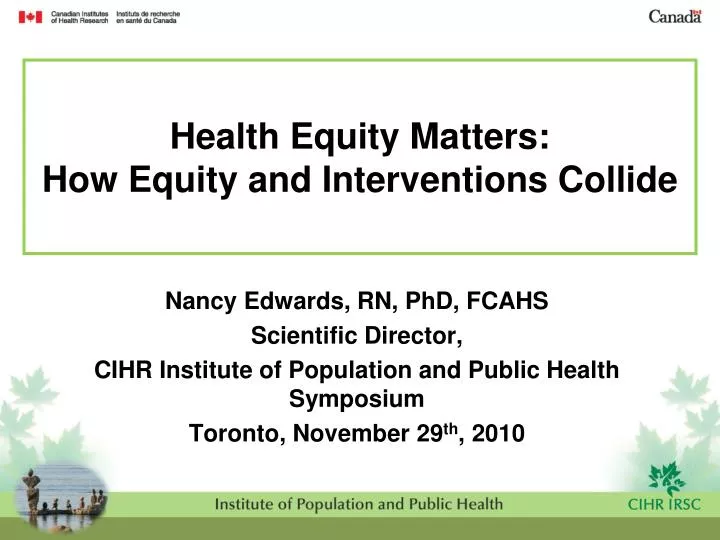health equity matters how equity and interventions collide
