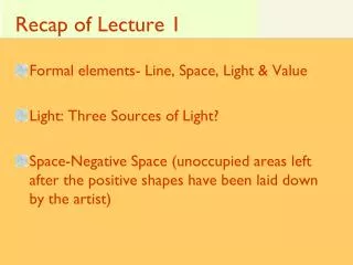 Recap of Lecture 1
