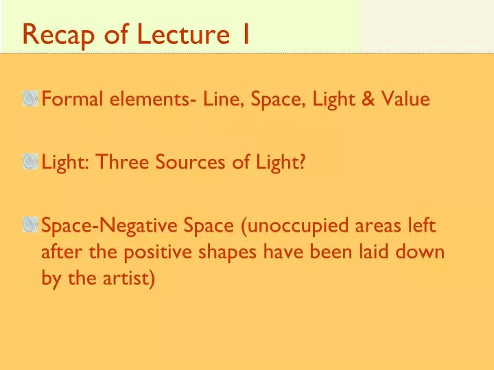 recap of lecture 1