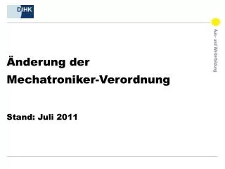 nderung der mechatroniker verordnung