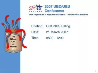 Briefing:	OCONUS Billing Date:	21 March 2007 Time:	0800 - 1200