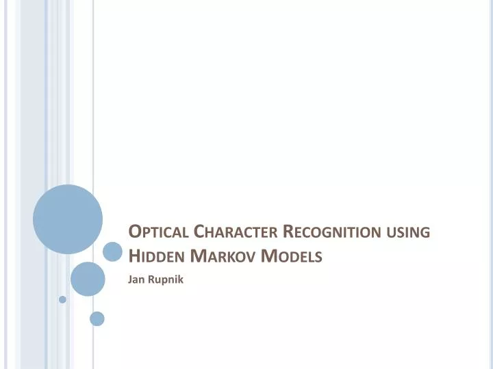 optical character recognition using hidden markov models
