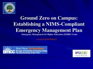 Ground Zero on Campus: Establishing a NIMS-Compliant Emergency Management Plan
