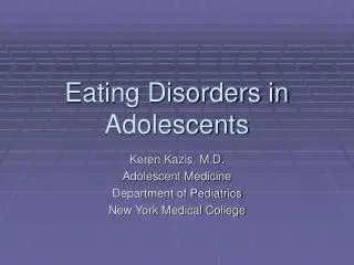 Eating Disorders in Adolescents
