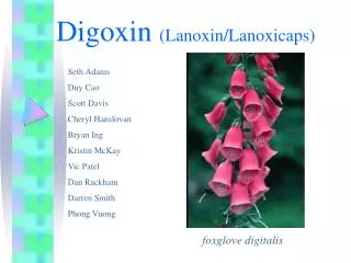 Digoxin (Lanoxin/Lanoxicaps)