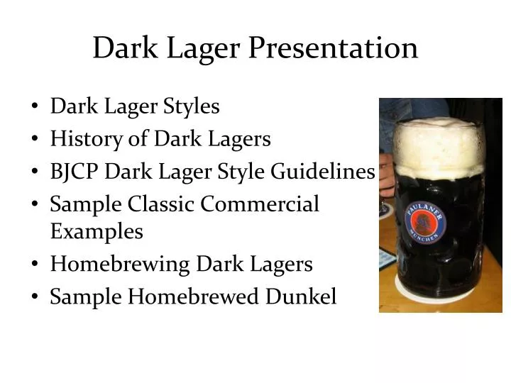 dark lager presentation