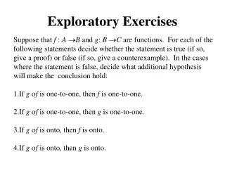 Exploratory Exercises