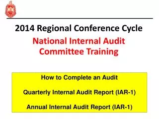 2014 Regional Conference Cycle National Internal Audit Committee Training
