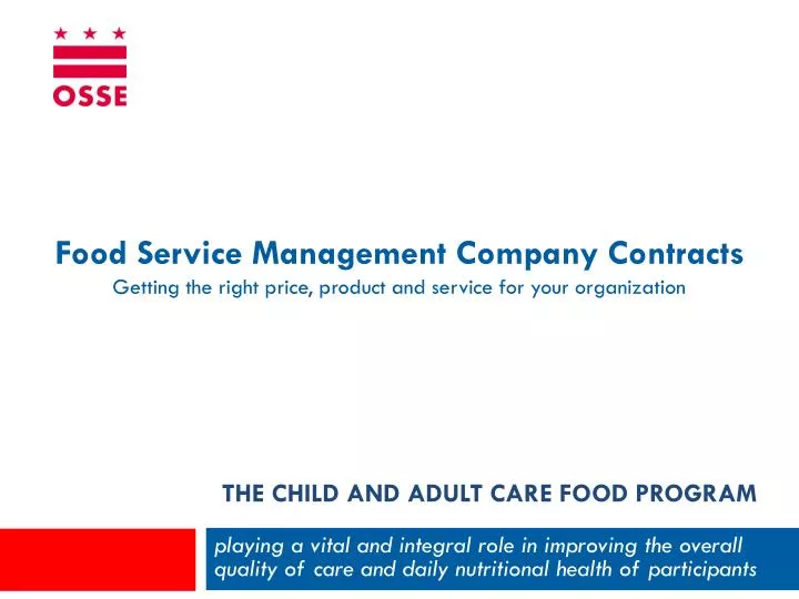 the child and adult care food program