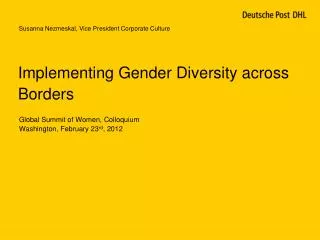 Implementing Gender Diversity across Borders