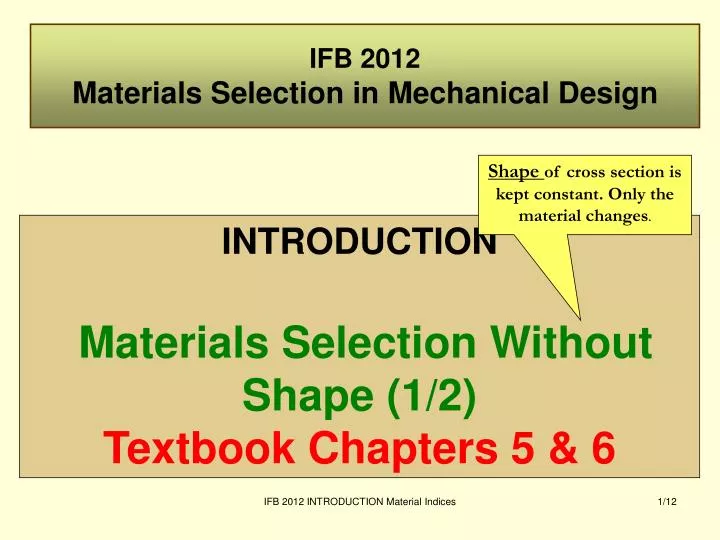 ifb 2012 materials selection in mechanical design