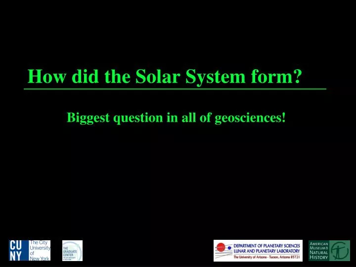how did the solar system form