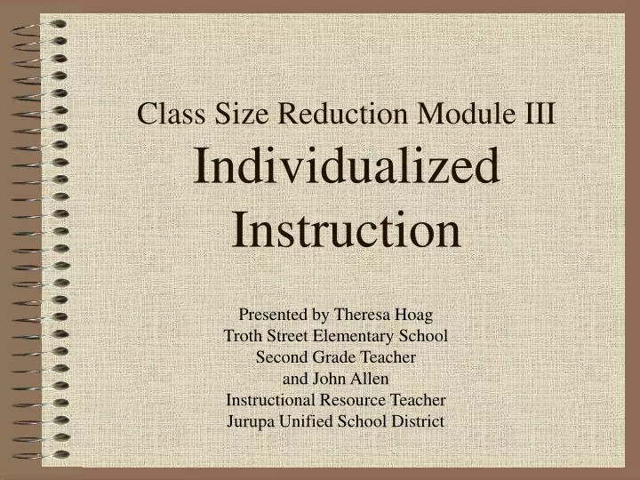 class size reduction module iii individualized instruction