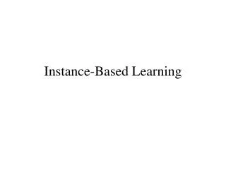 instance based learning