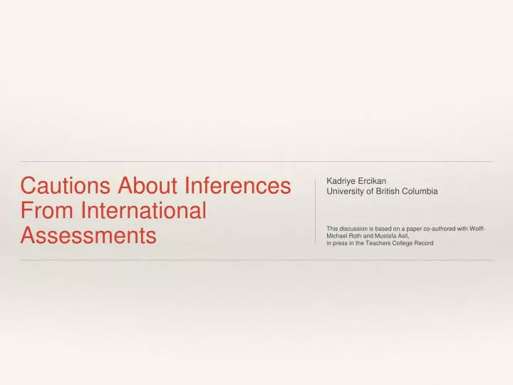 cautions about inferences from international assessments