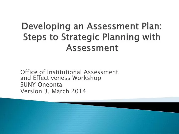 developing an assessment plan steps to strategic planning with assessment