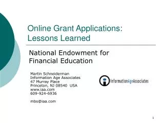 Online Grant Applications: Lessons Learned