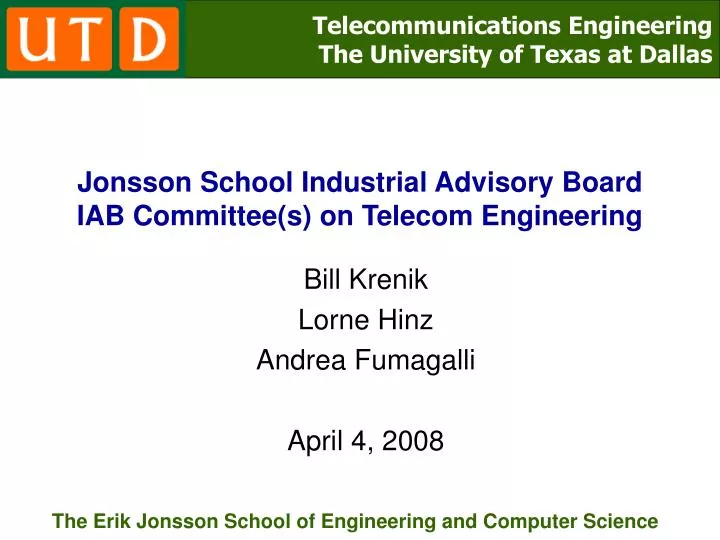 jonsson school industrial advisory board iab committee s on telecom engineering