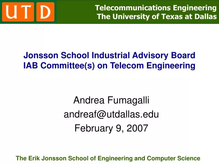 jonsson school industrial advisory board iab committee s on telecom engineering