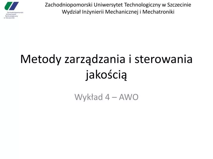 metody zarz dzania i sterowania jako ci