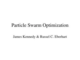 Particle Swarm Optimization