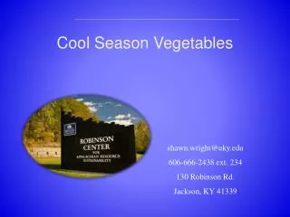 Cool Season Vegetables