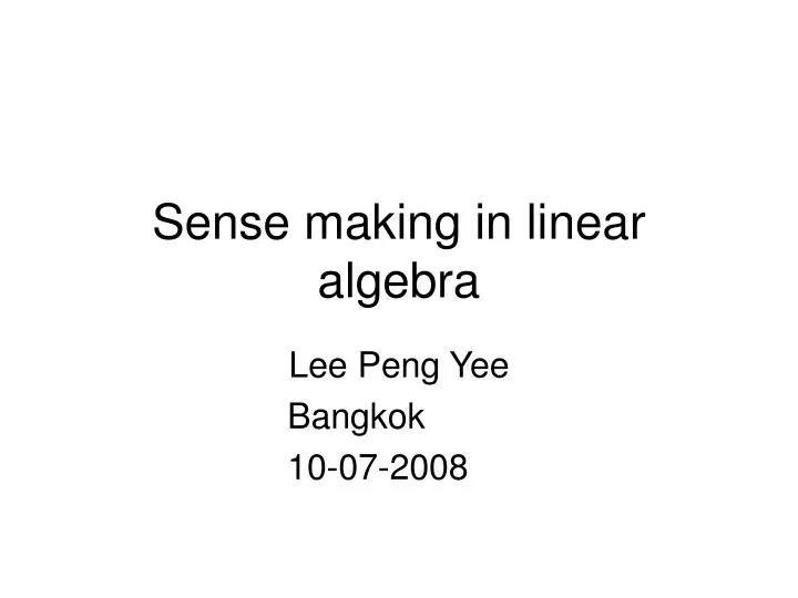 sense making in linear algebra