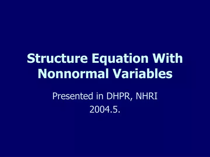 structure equation with nonnormal variables