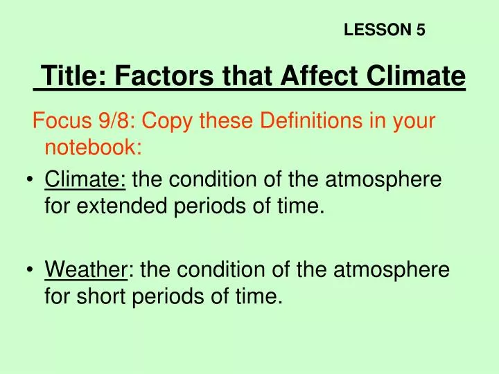 title factors that affect climate
