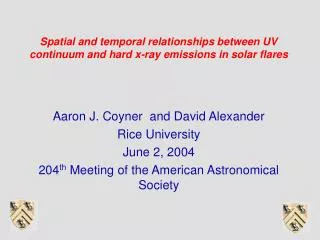 Spatial and temporal relationships between UV continuum and hard x-ray emissions in solar flares