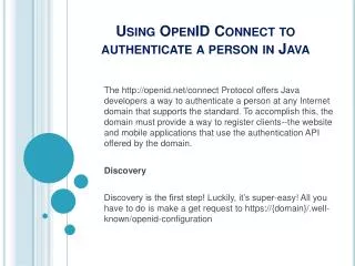 Using OpenID Connect to authenticate a person in Java