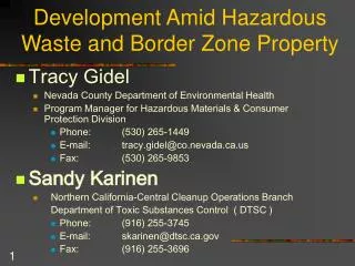 Development Amid Hazardous Waste and Border Zone Property