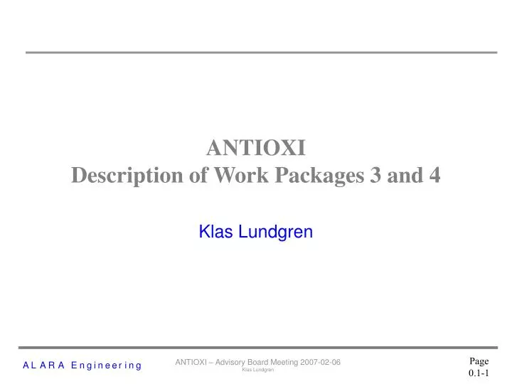 antioxi description of work packages 3 and 4