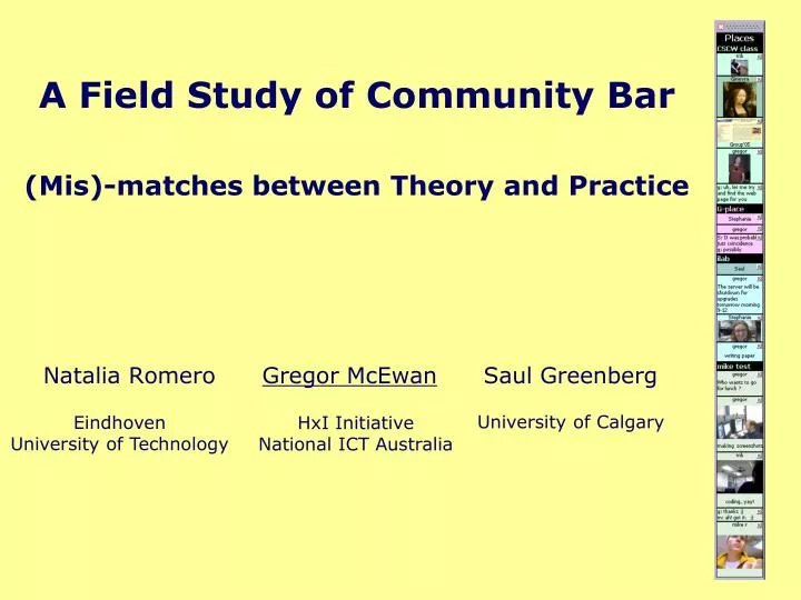 a field study of community bar mis matches between theory and practice