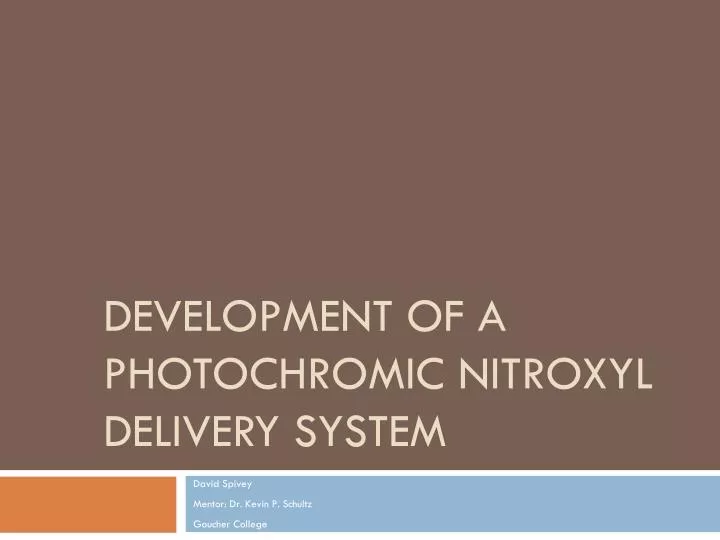 development of a photochromic nitroxyl delivery system