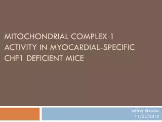 MITOCHONDRIAL COMPLEX 1 ACTIVITY IN MYOCARDIAL-SPECIFIC CHF1 DEFICIENT MICE
