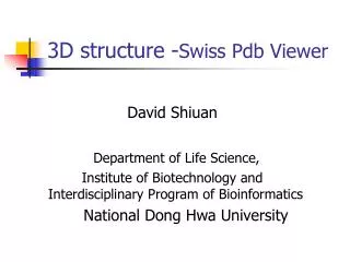 3D structure - Swiss Pdb Viewer