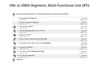 HNL to 298th Regiment, Multi-Functional Unit (RTI)