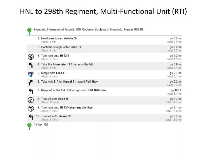 hnl to 298th regiment multi functional unit rti