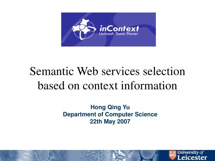 semantic web services selection based on context information