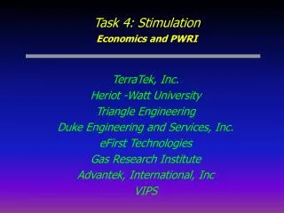 Task 4: Stimulation Economics and PWRI