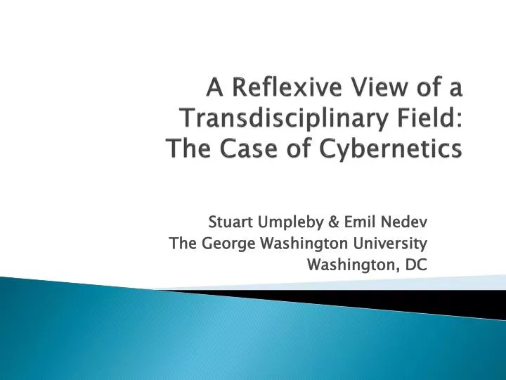 a reflexive view of a transdisciplinary field the case of cybernetics