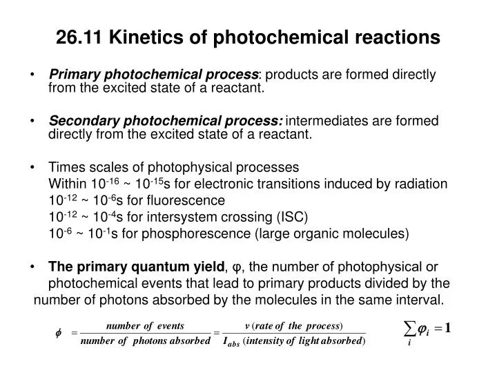 26 11 kinetics of photochemical reactions
